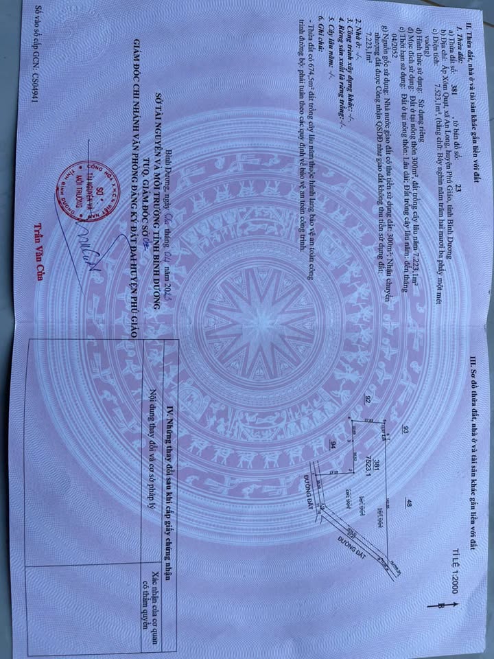 Đất nền An Long, Phú Giáo, Bình Dương 9000m² giá 8.3 tỷ - Sổ hồng chính chủ, 3 mặt tiền!