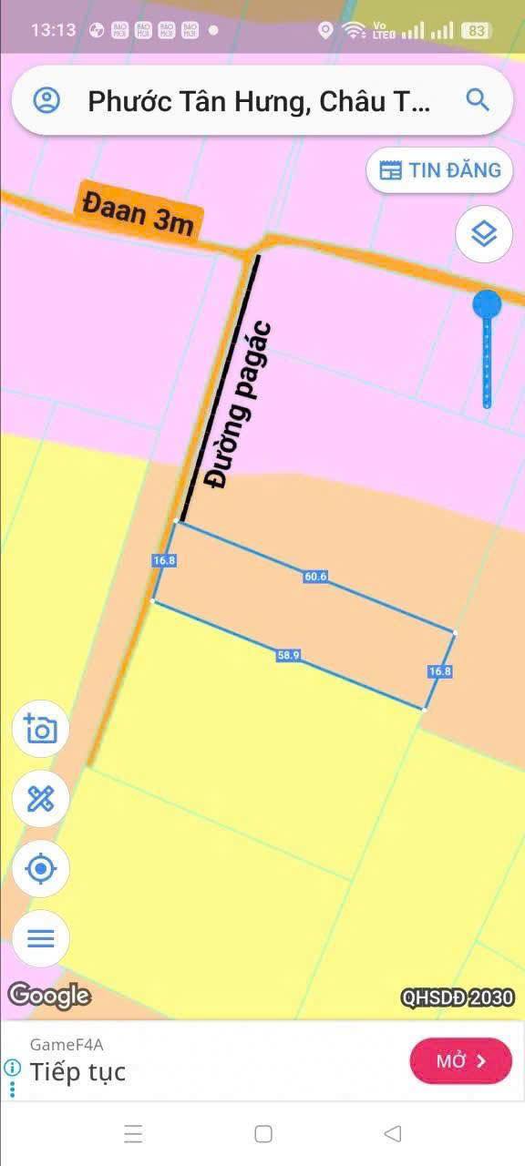 Đất vườn 1000m² tại Phước Tân Hưng, Châu Thành - Giá chỉ 550 triệu!