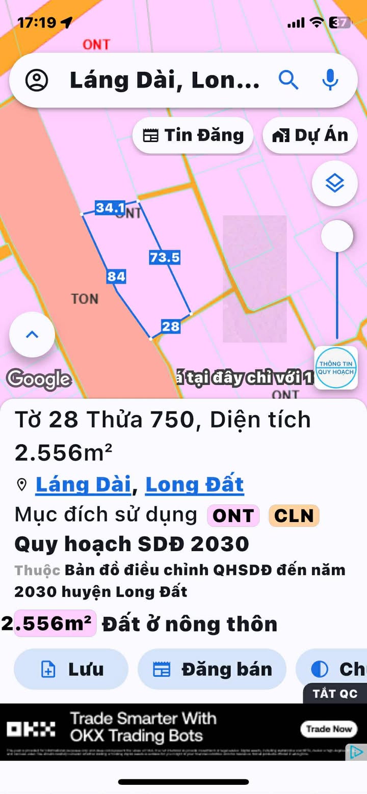 Đất thổ cư 150m² tại xã Láng Dài, Đất Đỏ 2.556m² giá 1.2 tỷ - Cơ hội đầu tư tốt!