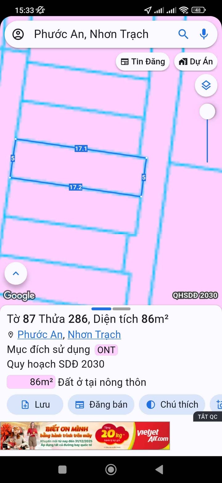 Đất Phước An Nhơn Trạch 86m² giá 1.25 tỷ - Đường ô tô, gần trường học!