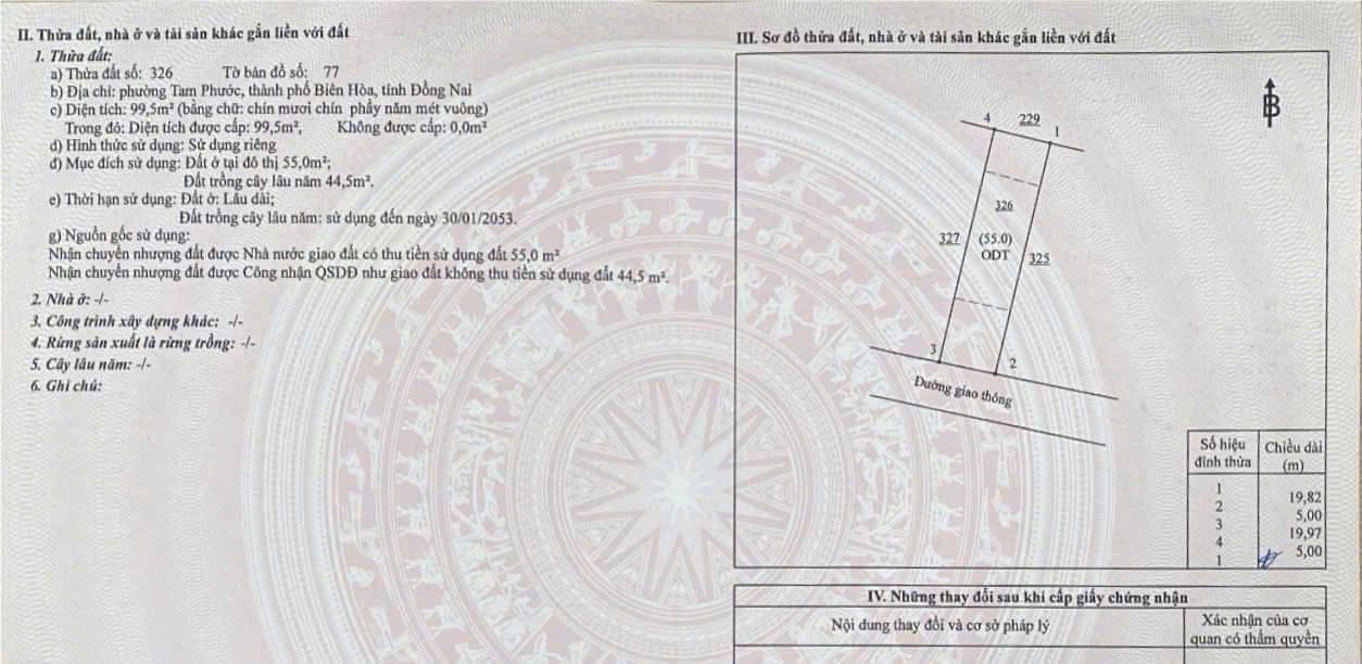 Đất thổ cư 100m² tại Tam Phước, Biên Hòa, giá 1.399 tỷ - Cơ hội đầu tư lý tưởng!