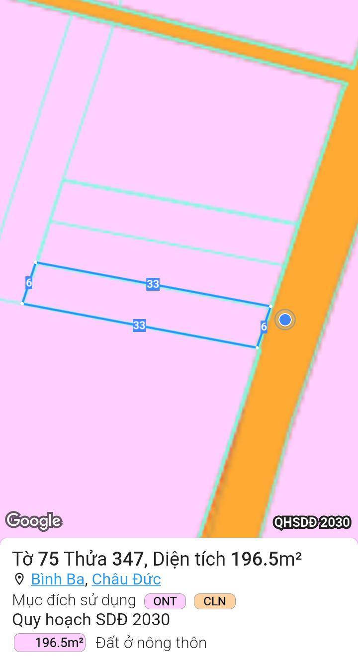 Đất mặt tiền đường nhựa Bình Ba, Châu Đức, Bà Rịa - Vũng Tàu 196m² chỉ 750 triệu - Đầu tư sinh lời!