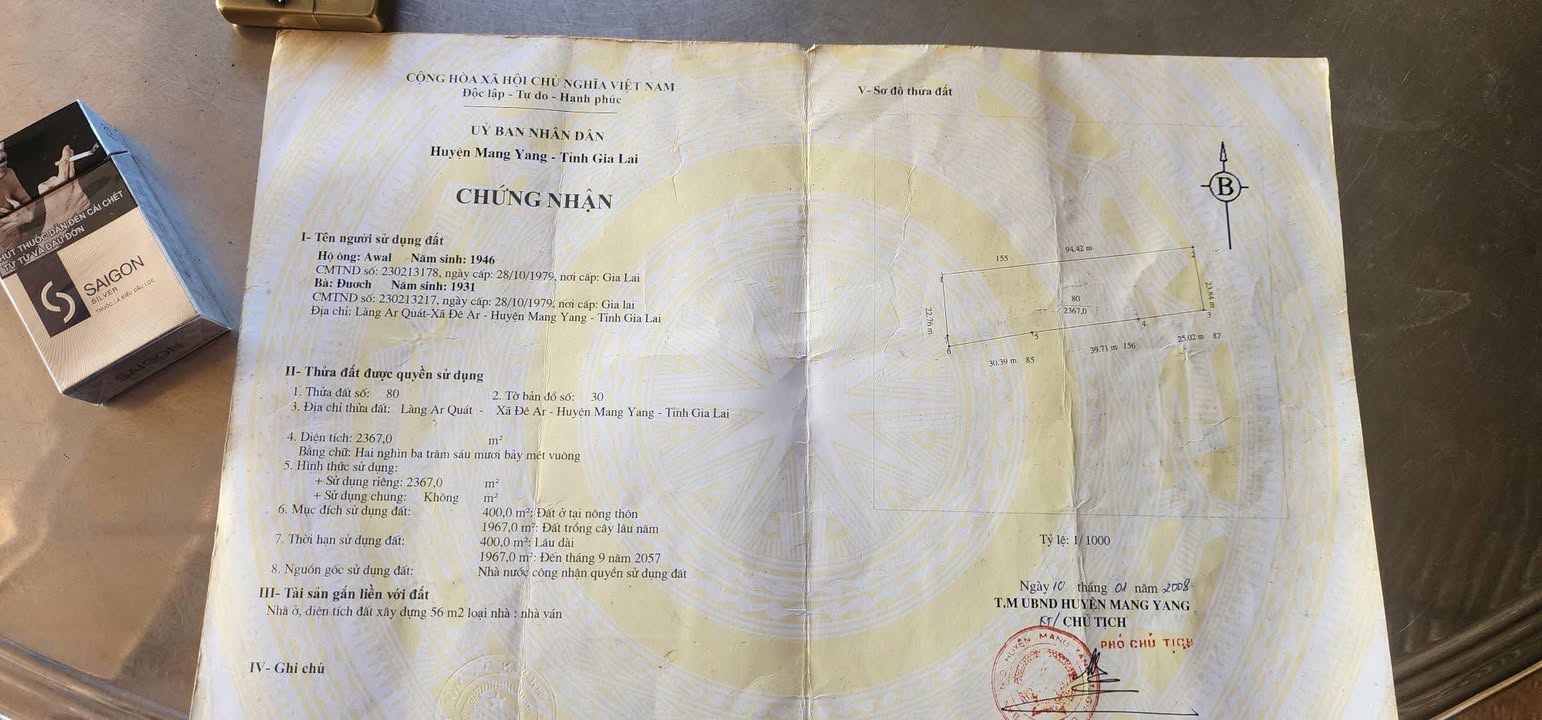 Đất ở Đê Ar, Mang Yang, Gia Lai 2000m² - Giá chỉ 350 triệu!