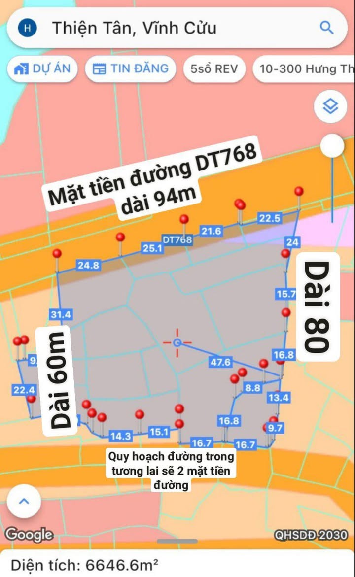 Đất mặt tiền đường DT768, Trảng Dài, 6.500m² giá 26 tỷ - Đầu tư sinh lời cao!