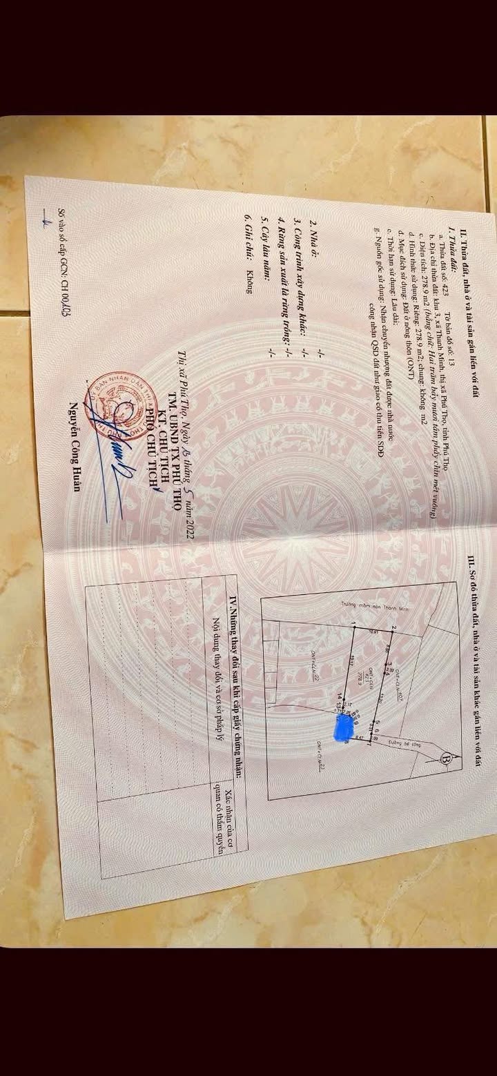 Đất thổ cư 280m² tại Thanh Minh, Phú Thọ - Giá 1.05 tỷ - Đầu tư sinh lời ngay!