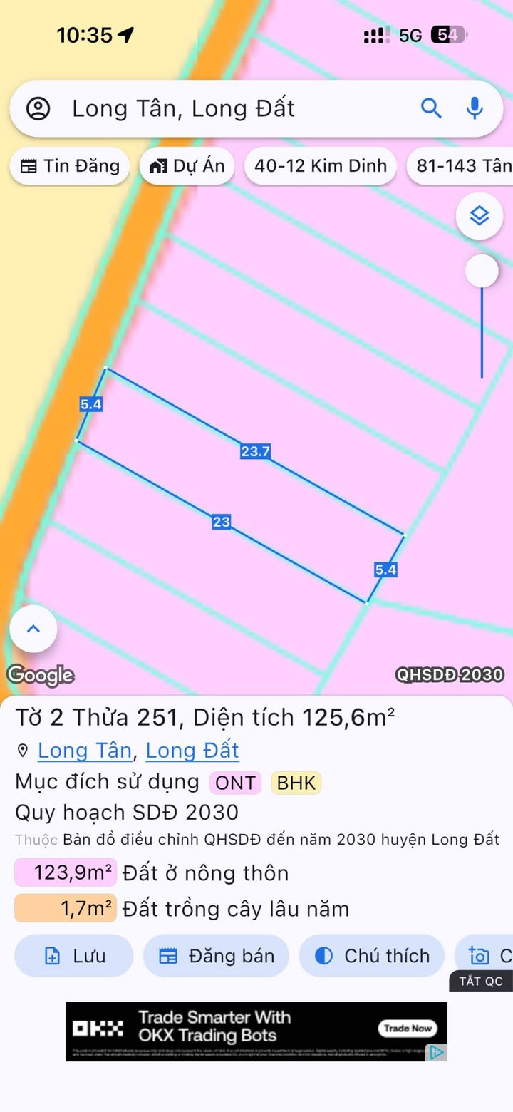 Đất nền Long Tân Đất Đỏ 124m² giá 550 triệu - Sổ đỏ chính chủ!
