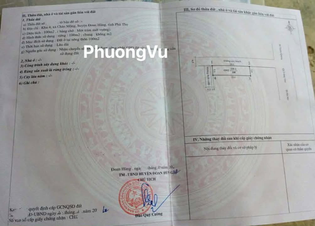 Đất thổ cư Chân Mộng, Đoan Hùng 100m² giá thỏa thuận - Mặt tiền Quốc lộ 2