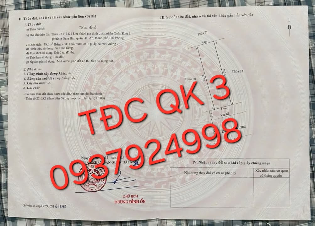 Đất nền TĐC Quân Khu 3, Nam Hải, Hải An 89.3m² giá 3.7 tỷ - Vị trí đắc địa gần khu CN Đình Vũ!