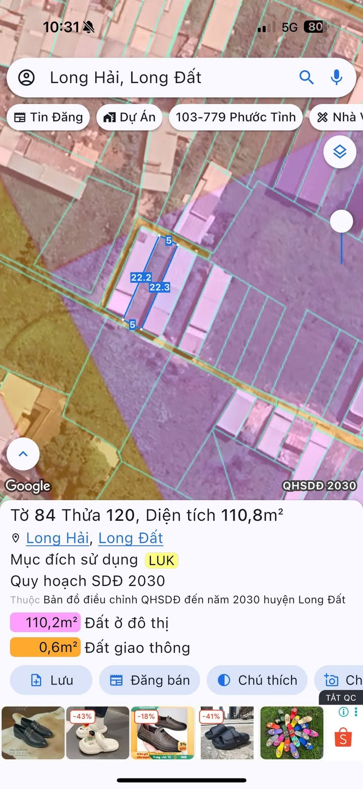 Đất thổ cư Long Hải 114m² giá 1.6 tỷ - Đầu tư sinh lời tuyệt vời!