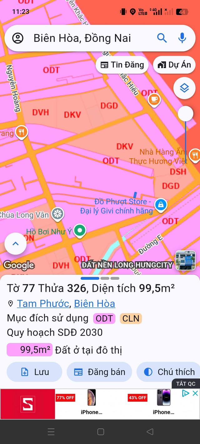 Đất thổ cư đường Nguyễn Hoàng, phường Tam Phước, Biên Hòa 99m² giá 1.39 tỷ - Sổ đỏ chính chủ!