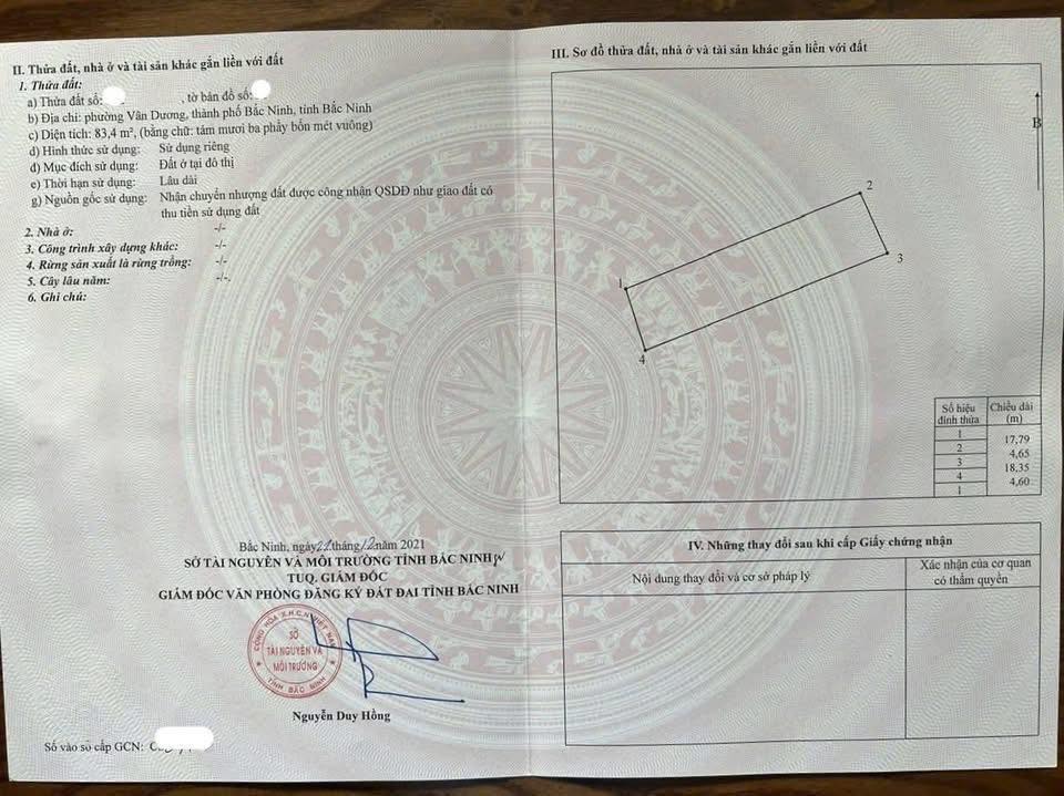 Đất nền Vân Dương Bắc Ninh 83m² giá 2 tỷ - Cơ hội đầu tư hấp dẫn!