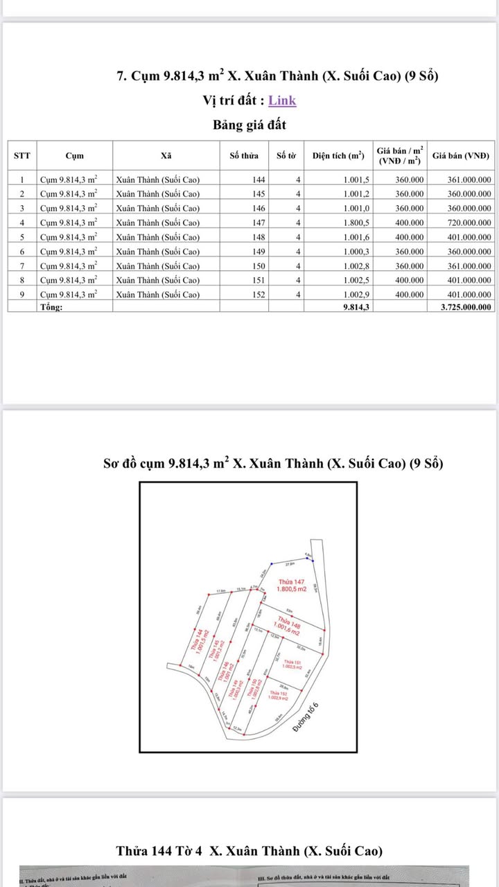 Đất Sào Xuân Thành 1000m² chỉ 360 triệu - Cơ hội đầu tư tuyệt vời!