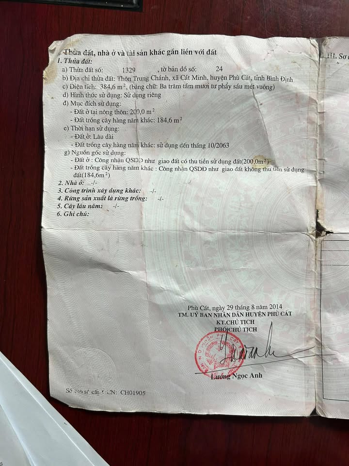 Đất thổ cư 200m² tại thôn Trung Chánh, huyện Phù Cát - Giá chỉ 2 tỷ!