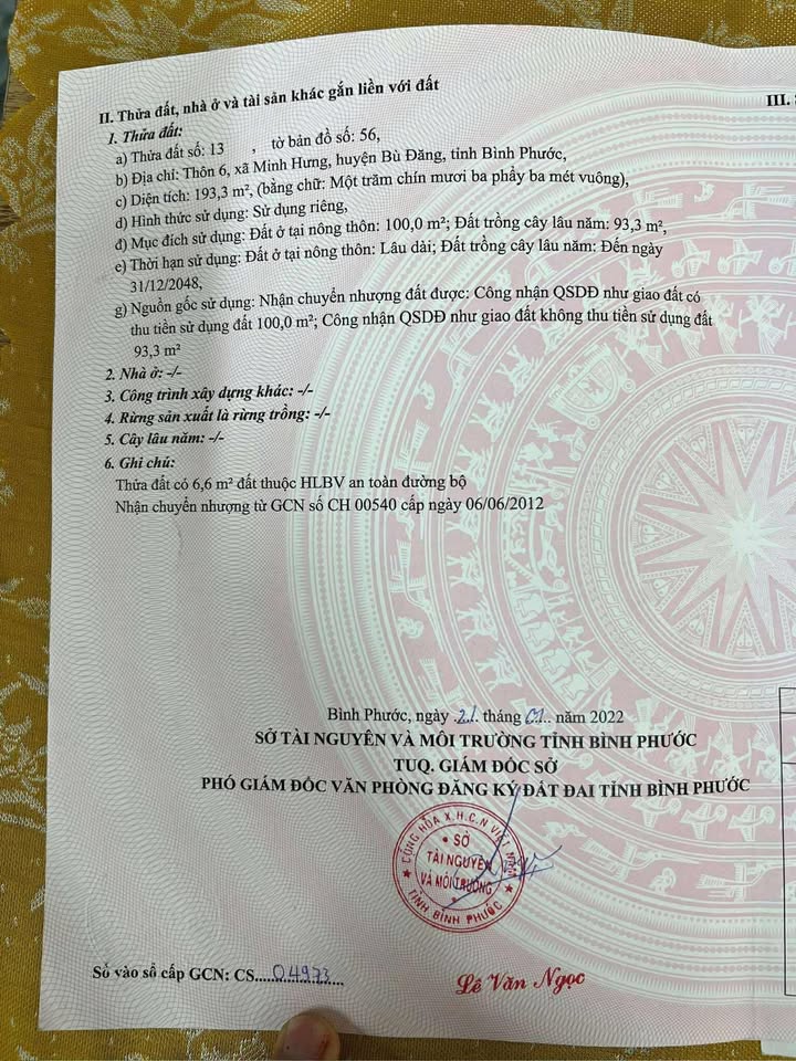 Đất nền Minh Hưng Bù Đăng 200m² giá 900 triệu - Đầu tư sinh lời ngay!