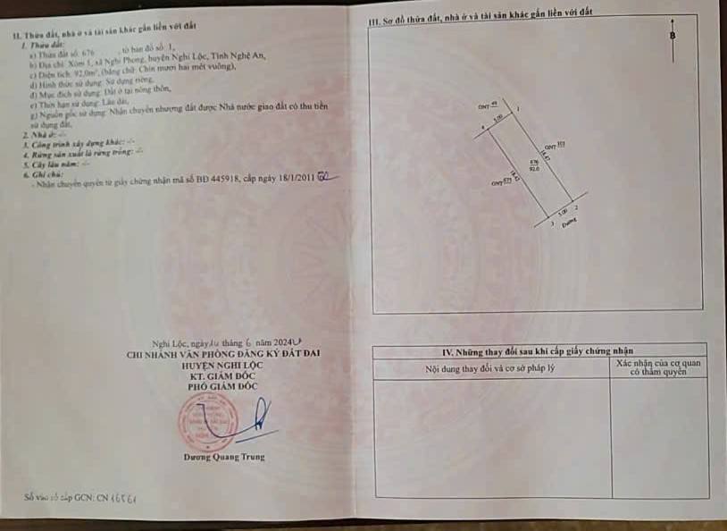 Bán đất Nghi Phong, Nghi Lộc 92m² và 129.3m² - Đường nhựa 6m, hướng Đông Nam