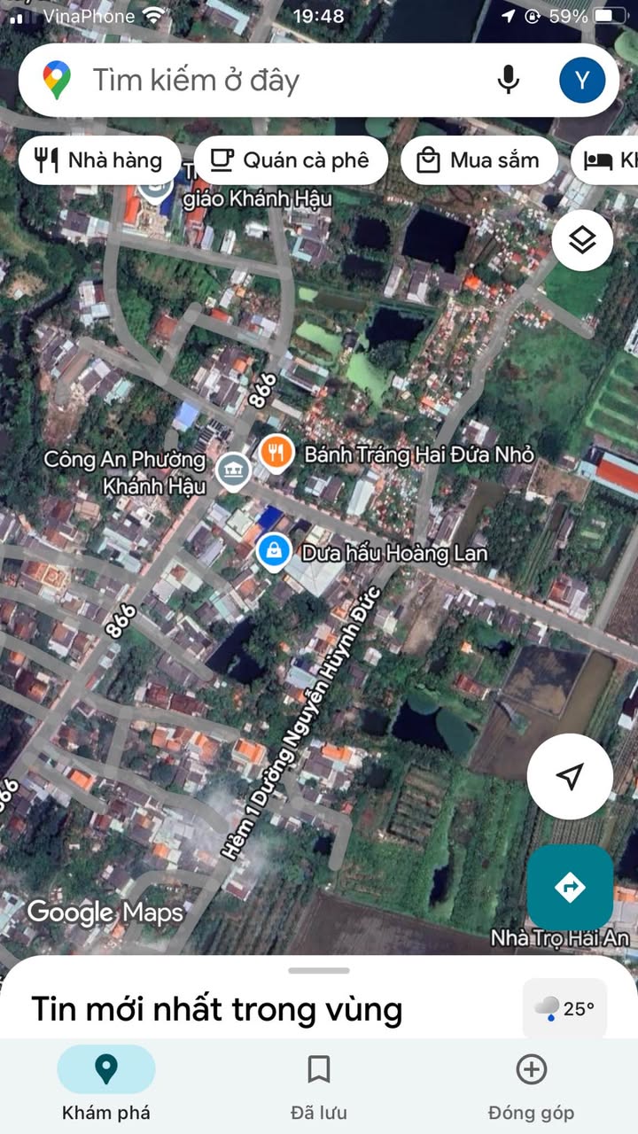 Đất thổ cư Khánh Hậu, Tân An 115m² giá 850 triệu - Gần công an phường, ô tô vào tận nơi!