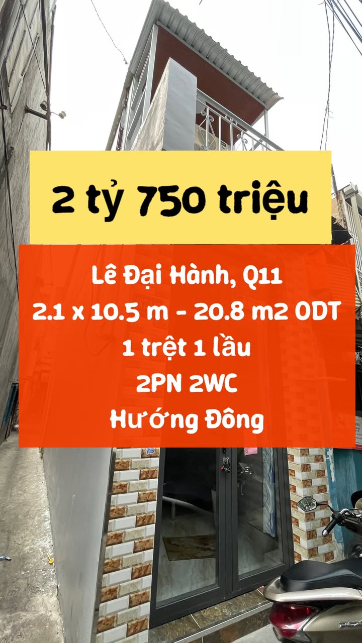 Nhà góc 2 phòng tại Q11, 20m² giá 2.75 tỷ - Sổ hồng riêng 2025!