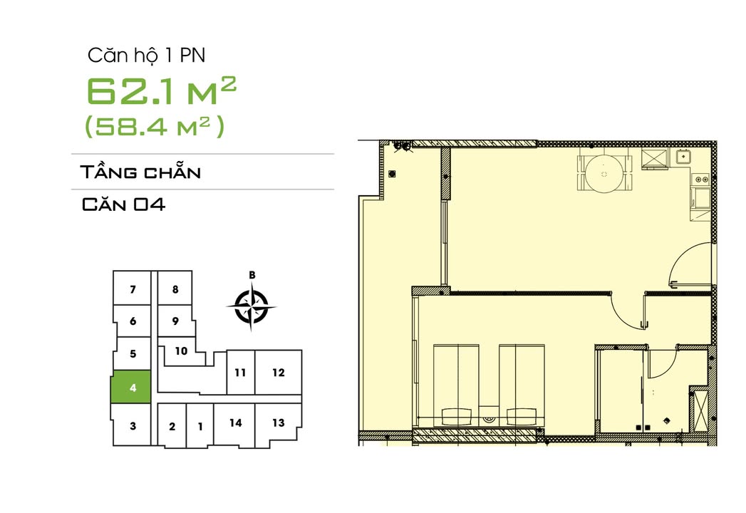 Căn hộ CSJ Tower Vũng Tàu 59m² giá chỉ 2.7 tỷ - Sẵn sàng vào ở ngay!
