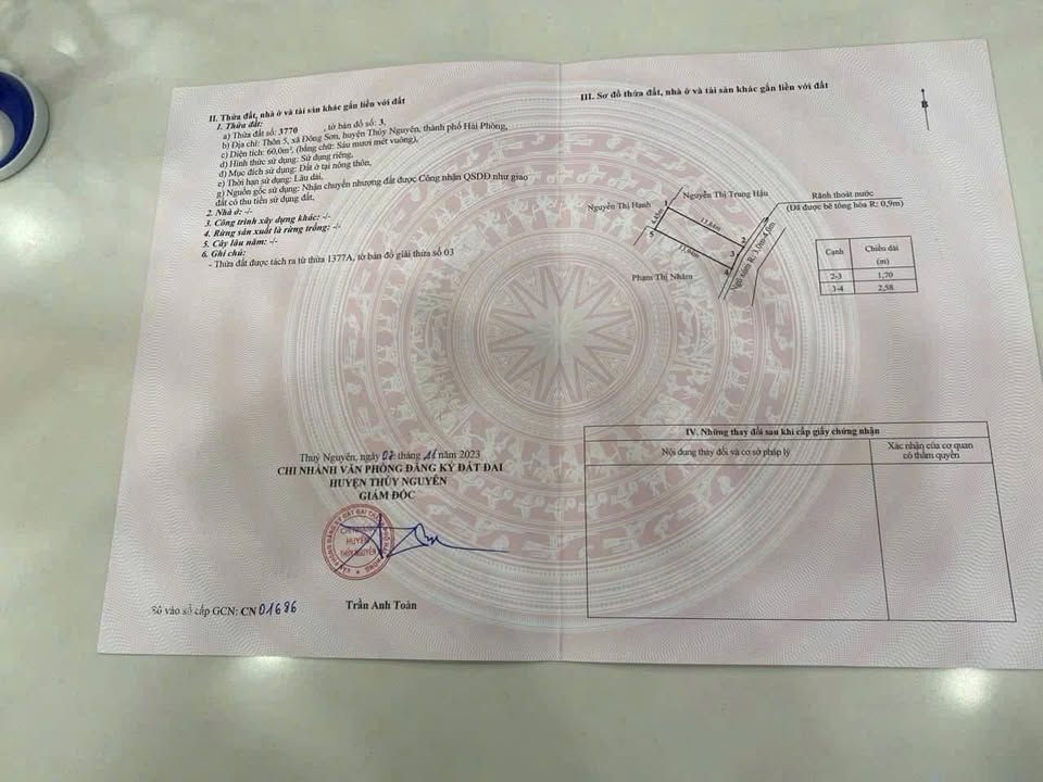 Đất nền phường Lưu Kiếm, Thủy Nguyên 60m² giá 1.1 tỷ - Đường thông các ngả!