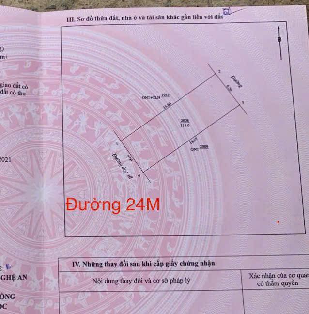 Đất nền Nghi Phong Vinh 114m² giá 3 tỷ - Mặt tiền 6m, 2 mặt đường thoáng