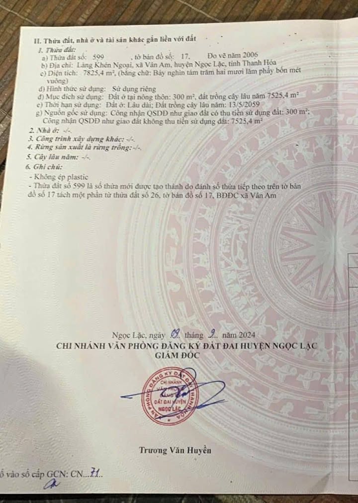 Đất nền Vân Am – Ngọc Lặc 4000m² giá 400 triệu - Pháp lý rõ ràng, đầu tư sinh lời!