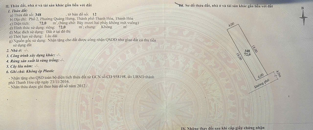 Nhà 3 tầng tại Quảng Hưng, Thanh Hóa 72m² giá hấp dẫn - Đường rộng, vỉa hè thoáng mát!