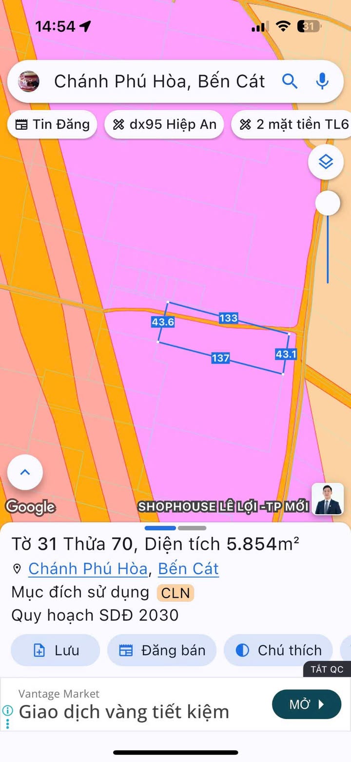 Đất nền Chánh Phú Hòa, Bến Cát 5719m² giá thỏa thuận - Cơ hội đầu tư hiếm có!