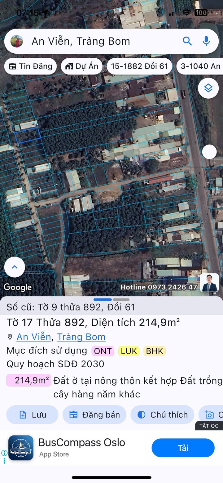 Đất thổ cư An Viễn Trảng Bom 200m² giá 1.5 tỷ - Cơ hội đầu tư sinh lời!