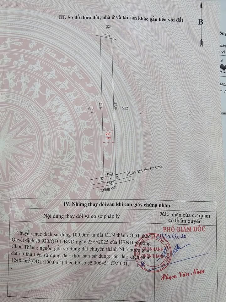 Đất thổ cư Chơn Thành 1249m² giá 900 triệu - Bán gấp, cơ hội đầu tư tuyệt vời!