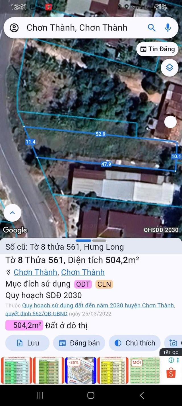 Đất mặt tiền Ngô Tất Tố, Chơn Thành, 572m² giá chỉ 1.35 tỷ - Cơ hội không thể bỏ qua!