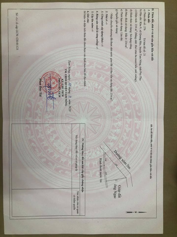 Đất nền Quang Húc, Tam Nông 236m² và 234m² giá chỉ 1 tỷ - Đầu tư sinh lời cao!