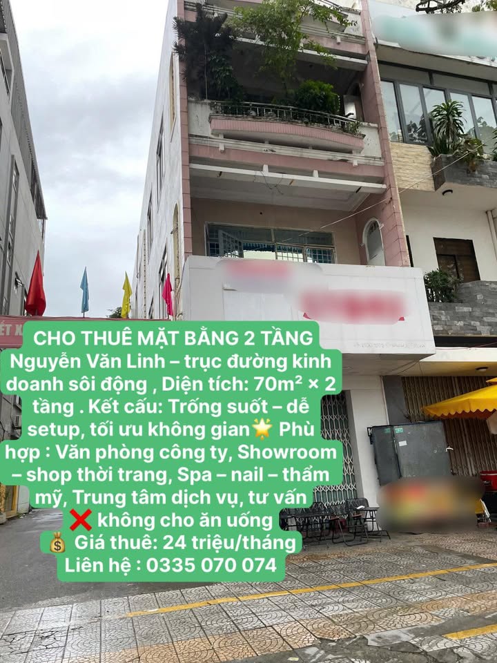 Cho thuê mặt bằng 2 tầng Nguyễn Văn Linh 140m² giá 24 triệu - Vị trí đắc địa cho kinh doanh!
