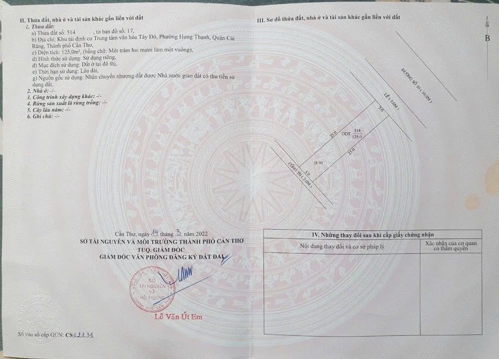 Đất nền H91 đường số 10 KDC VHTĐ, Cái Răng 125m² giá 3.55 tỷ - Cơ hội đầu tư sinh lời!