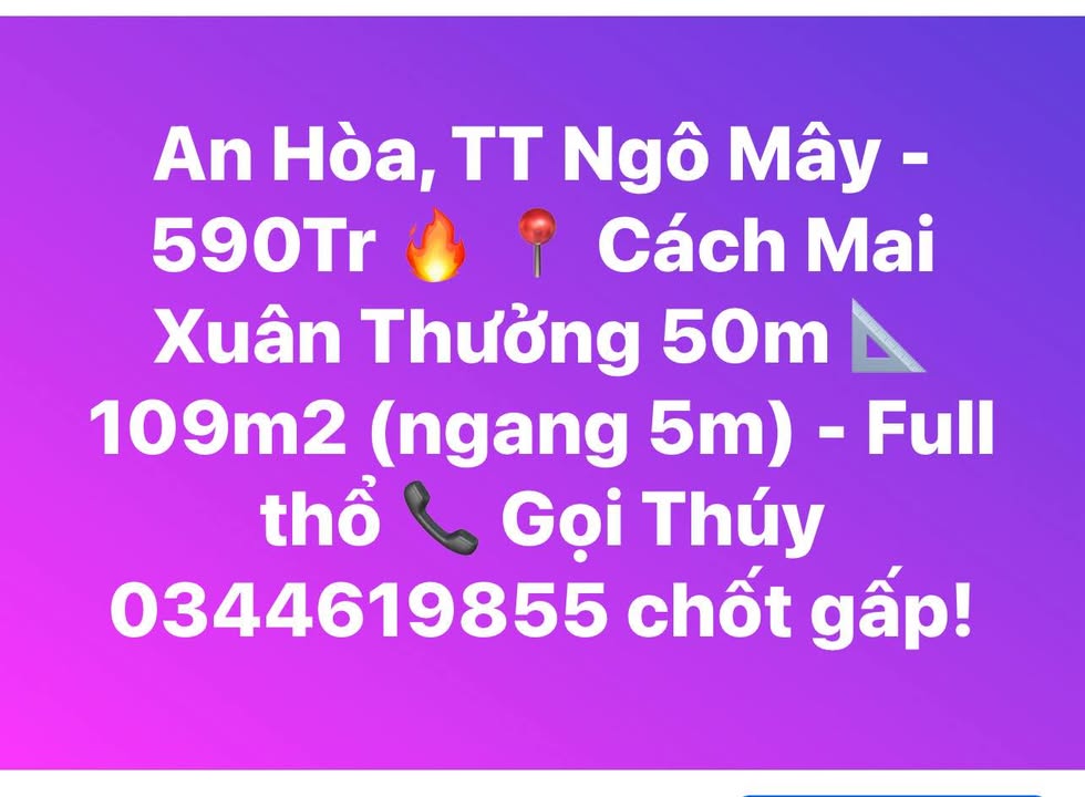 Đất nền Phù Cát 109m² giá 590 triệu - Đầu tư sinh lời ngay!