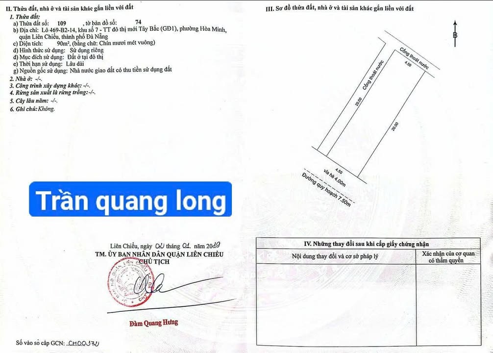 Đất nền đường Trần Quang Long, quận Liên Chiểu, 90m² giá 5 tỷ - Vị trí đẹp, thương lượng chính chủ!