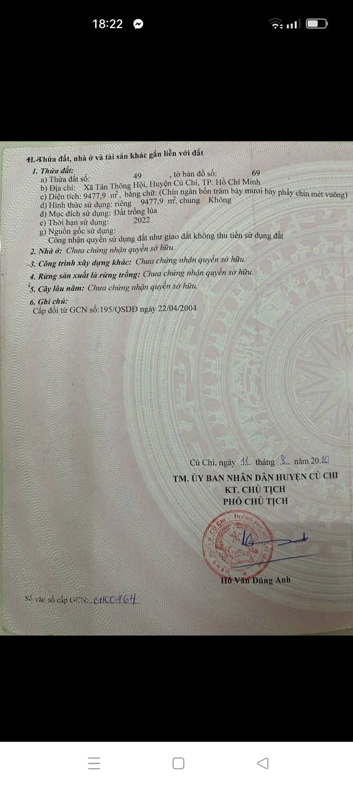 Đất nông nghiệp 10.000m² xã Tân Thông Hội, Củ Chi - Cơ hội đầu tư sinh lời!