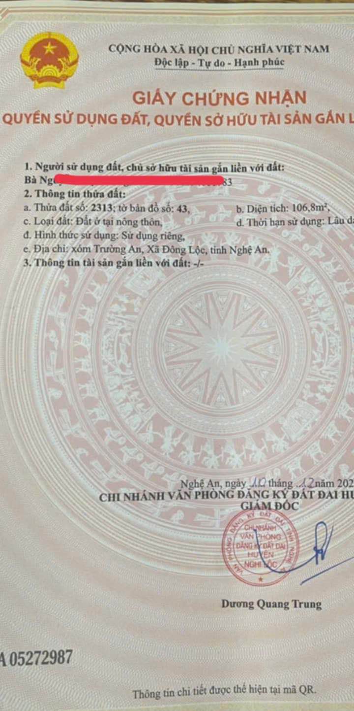 Đất Nghi Trường 106m² giá 1.1 tỷ - Vị trí đắc địa, dân cư đông đúc!