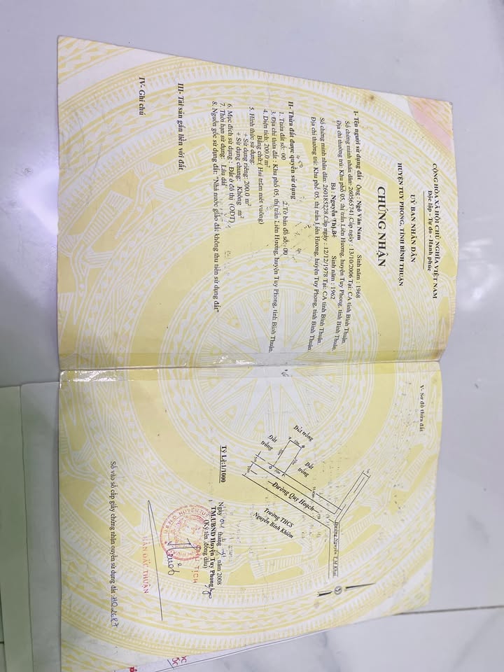 Đất thổ cư Liên Hương, Tuy Phong 200m² giá 1.5 tỷ - Hướng Đông, ô tô vào tận nơi!