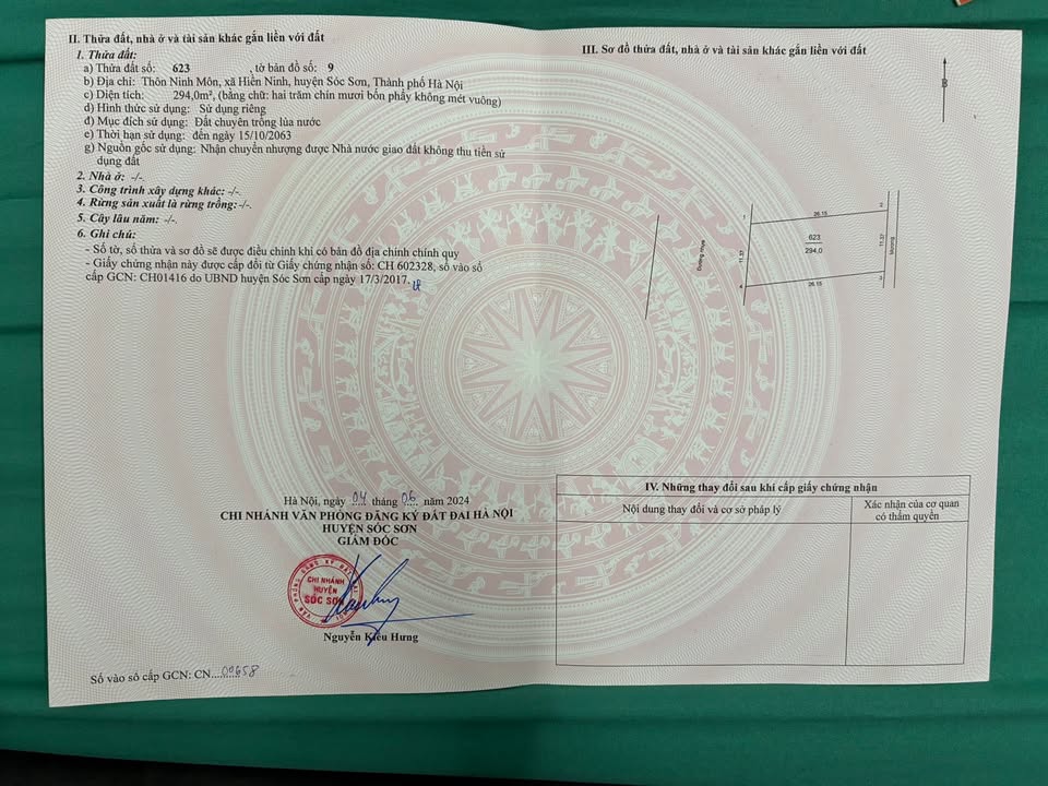 Đất nền xã Hiền Ninh, Sóc Sơn 294m² giá 900 triệu - Mặt đường nhựa rộng 50m!