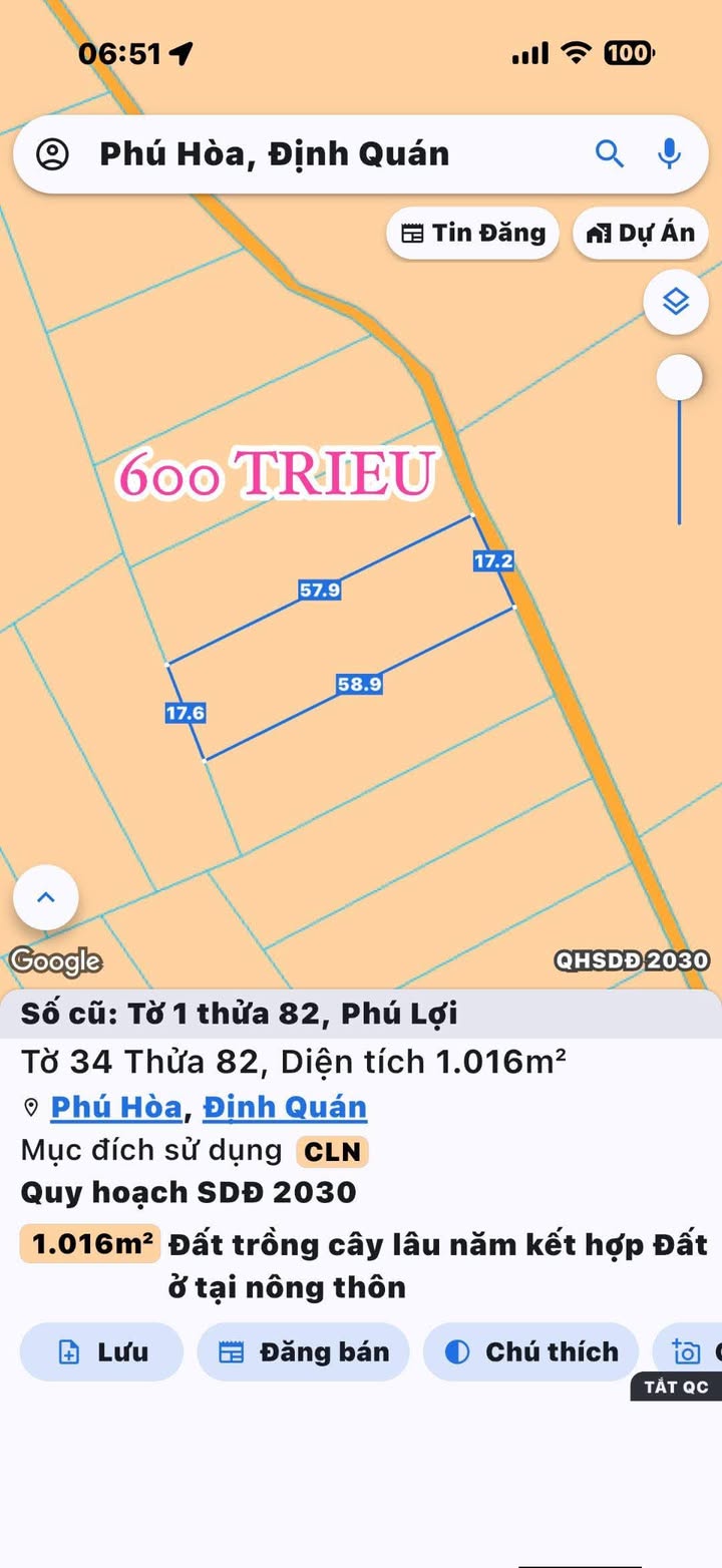 Đất nền 1000m² xã Phú Lợi, Tân Phú, Đồng Nai giá chỉ 600 triệu - Cơ hội đầu tư sinh lời!