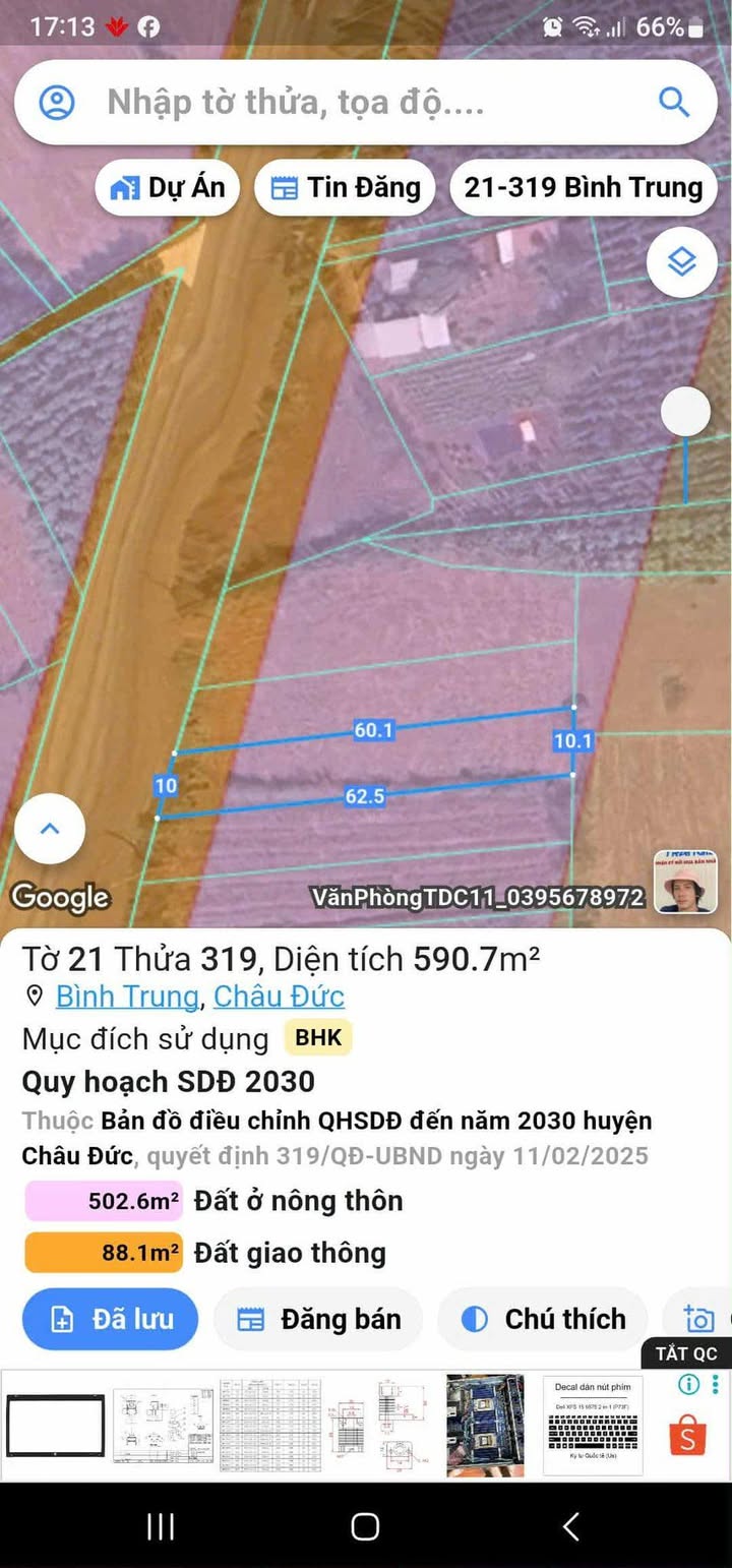 Đất nền đường 765, Bình Trung, Châu Đức 620m² giá 3 tỷ - Cơ hội đầu tư sinh lời!