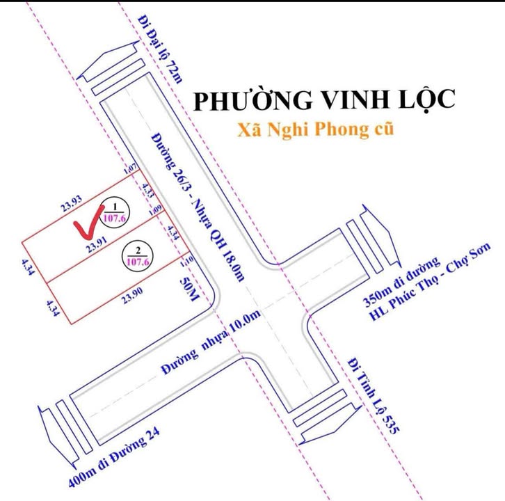 Đất nền Nghi Phong, Nghi Lộc 107.6m² giá 2 tỷ - Tiềm năng đầu tư hấp dẫn!