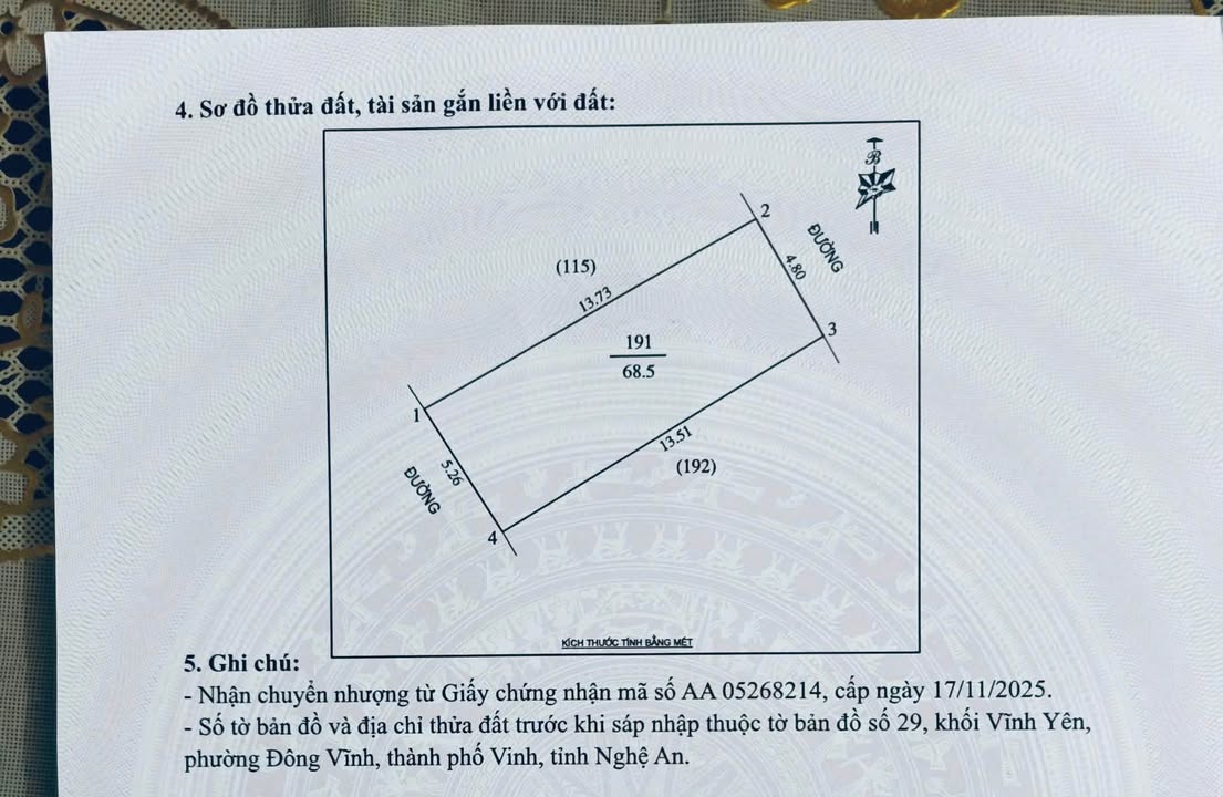 Đất nền Đông Vĩnh, TP Vinh 68.5m² giá 3.1 tỷ - Vị trí đắc địa, sổ hồng chính chủ!