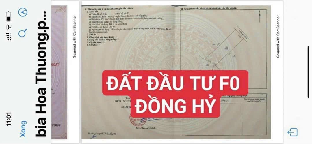 Đất đầu tư tại Hóa Thượng, Đồng Hỷ 1383m² giá 5.9 tỷ - Cơ hội vàng cho nhà đầu tư!