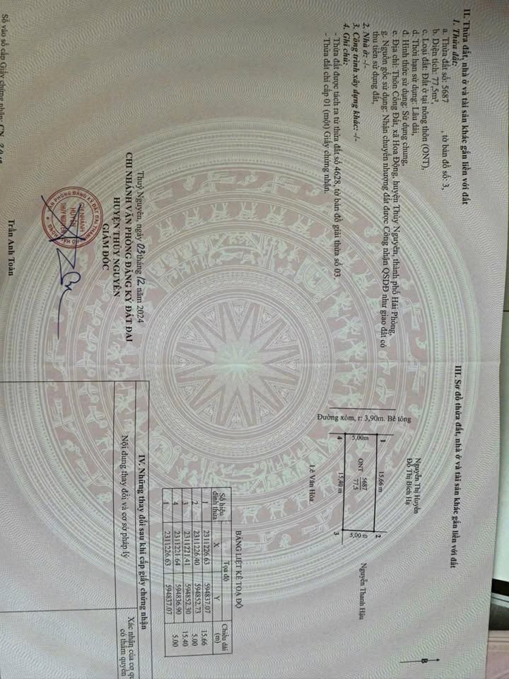 Đất nền Hoa Động Thủy Nguyên 77.5m² giá 2.5 tỷ - Ô tô vào tận đất!