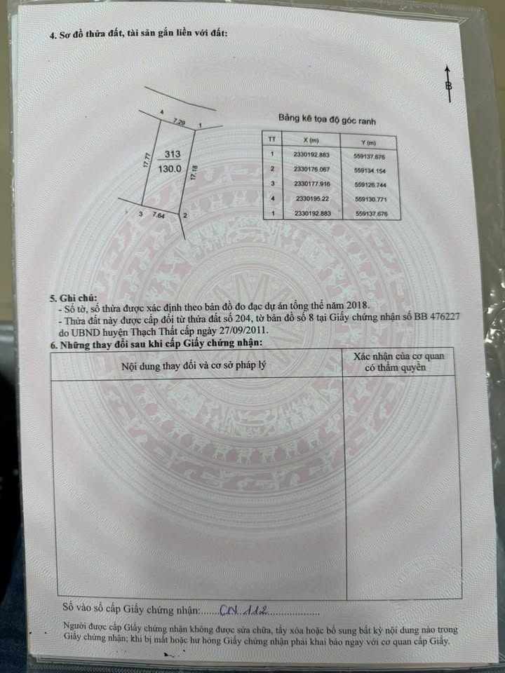 Đất thổ cư 130m² tại Thôn Nội Thôn, Thạch Thất - Giá chỉ 3.38 tỷ, sổ đỏ chính chủ!