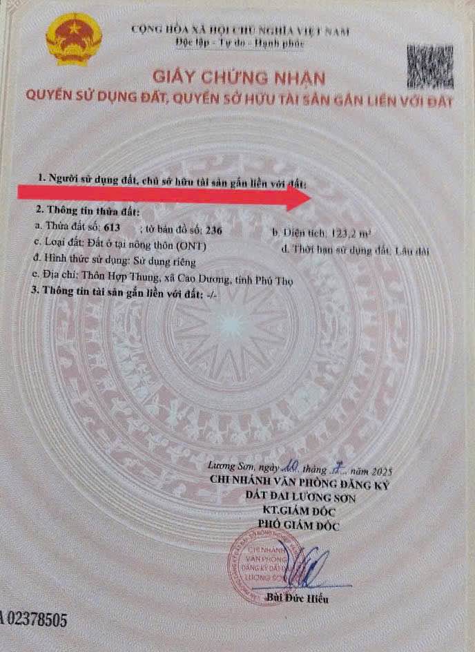 Đất thổ cư 123m² tại Cao Dương, Lương Sơn - Giá chỉ 700 triệu!