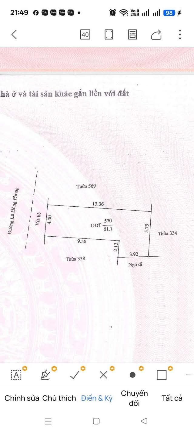 Bán đất mặt phố Lê Hồng Phong, Hải Dương 61m² - Mặt tiền nở hậu, kinh doanh thuận lợi!