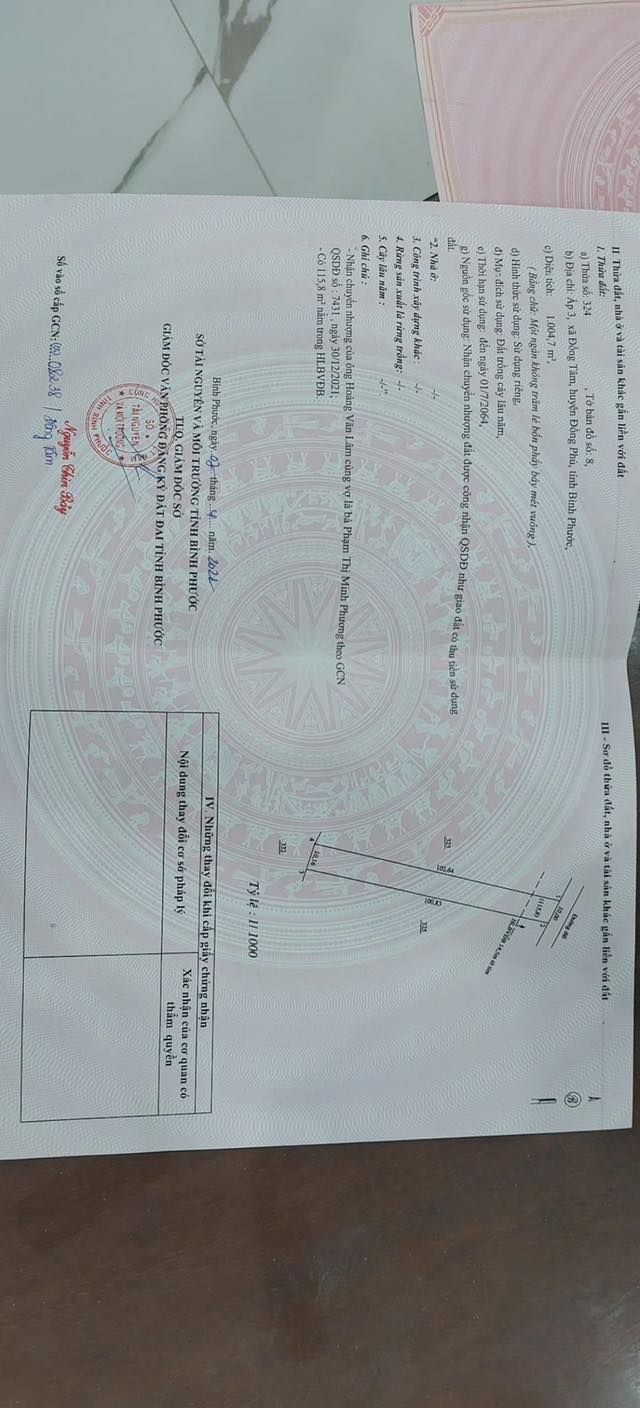 Đất nền 1000m² xã Đồng Tâm, huyện Đồng Phú, giá chỉ 350 triệu - Sổ hồng riêng