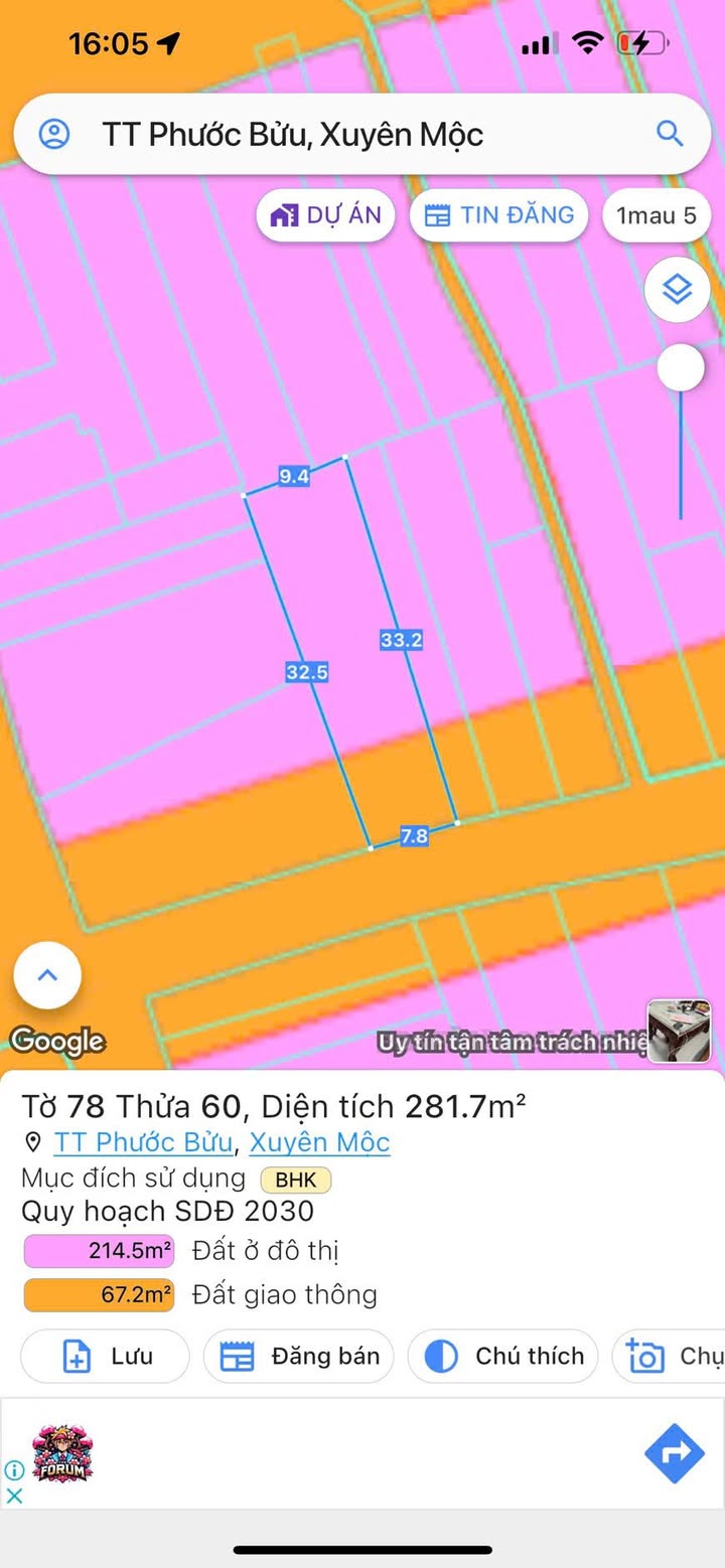 Đất nền Phạm Hùng Xuyên Mộc 257.4m² giá 6 tỷ - Đầu tư sinh lời ngay!